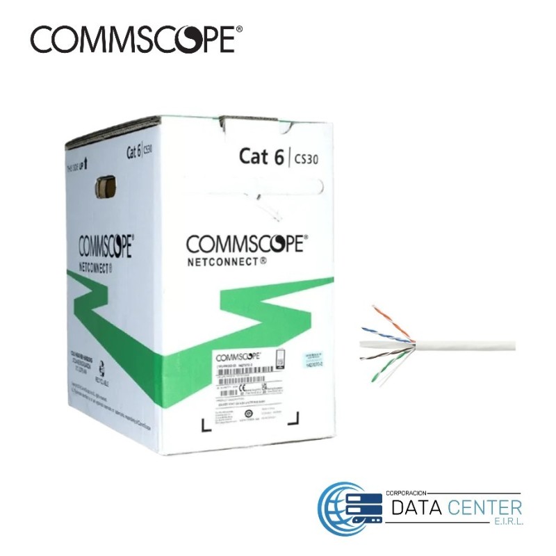Cable de red U/UTP categoría 6 LSZH 24awg blanco rollo de 305m 1427070-2 COMMSCOPE