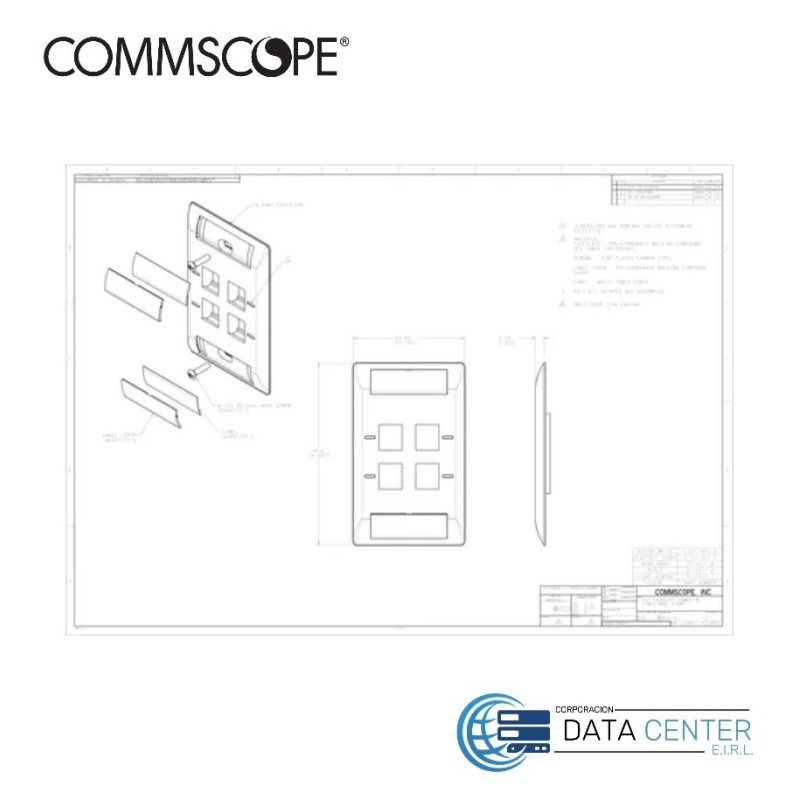 Face plate de 4 puertos Iconeable color blanco 1-2111011-3 Commscope