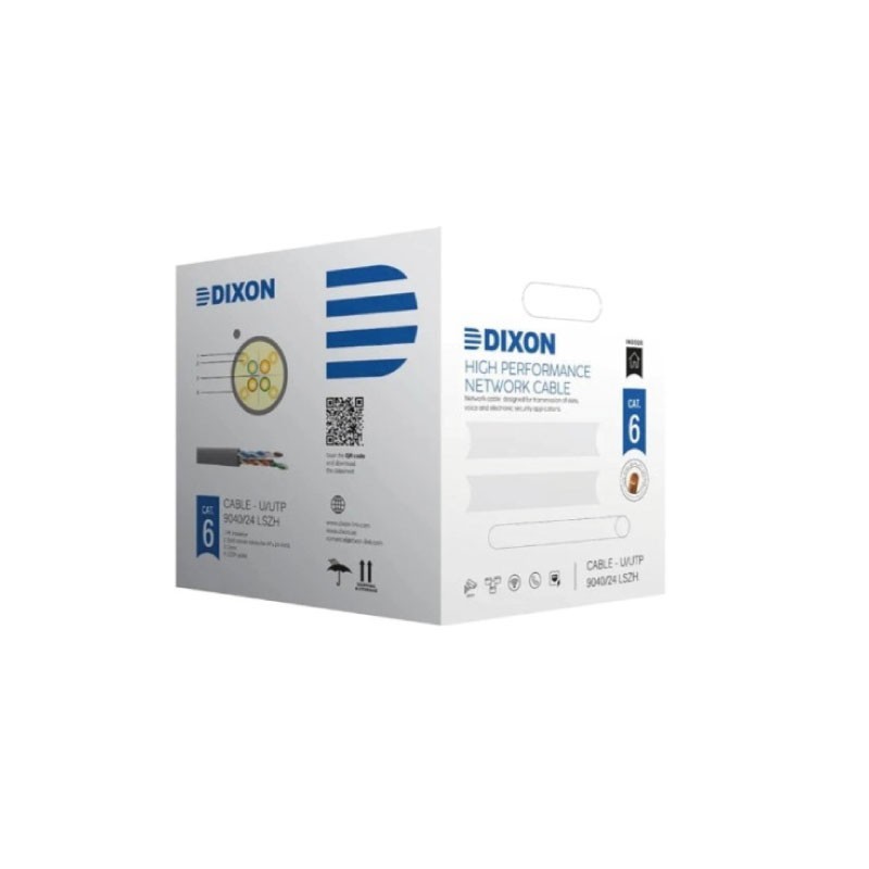 Cable De Cobre Cat 6 LSZH 24 AWG 305M Color Gris 9040/24 LSZH Dixon