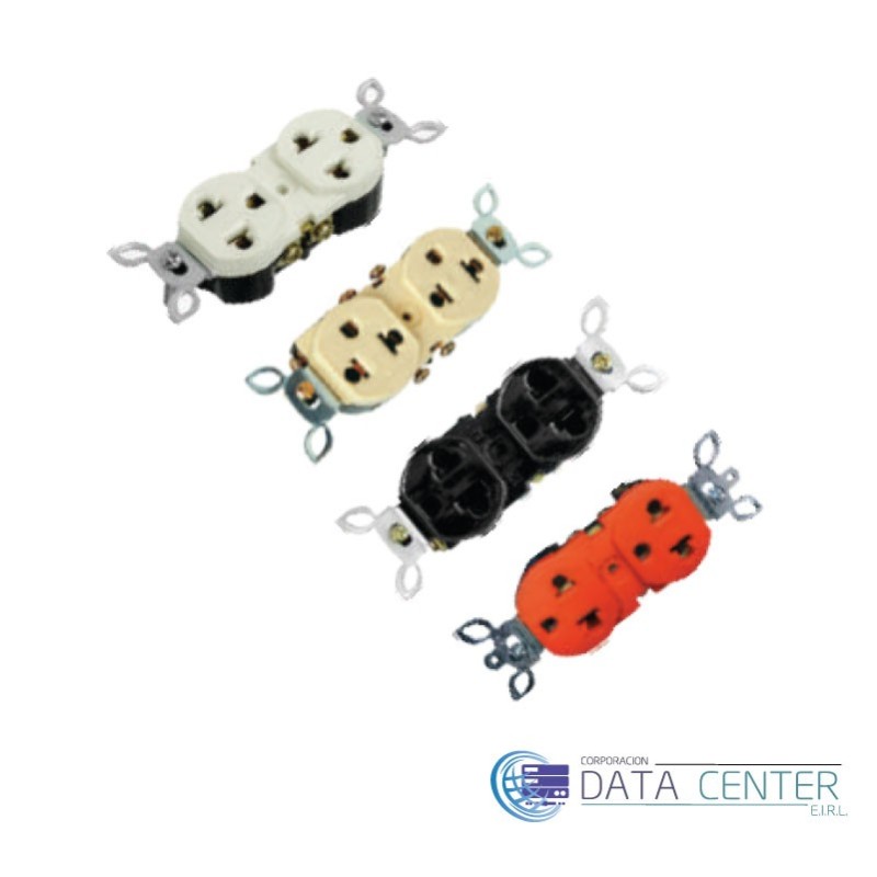 Tomacorriente empotrable 2 serv. 15A L/T A-034